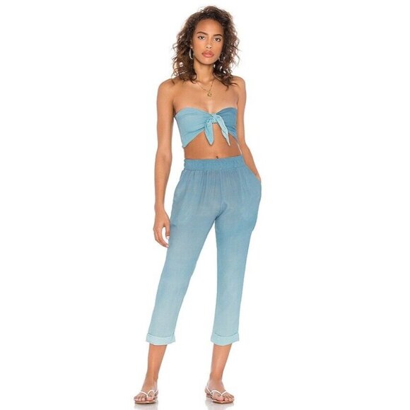 BEACH RIOT Audrey Scarf Top Crop Blue Smoke Ombre Beach - Picture 2 of 5